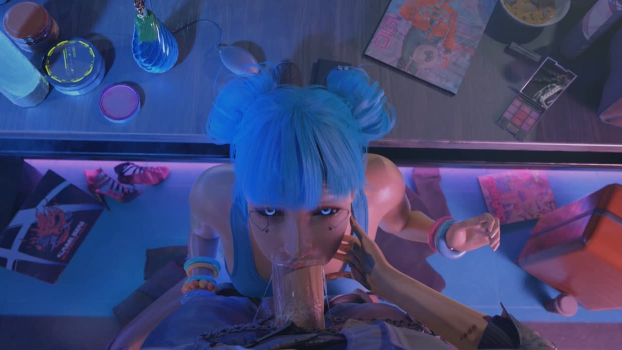 Blue Moon Gives a Sloppy POV Blowjob and Takes a Facial 💦💙 [Toughcookiesv]